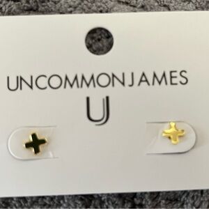 Uncommon James Gold Cross Stud Earrings